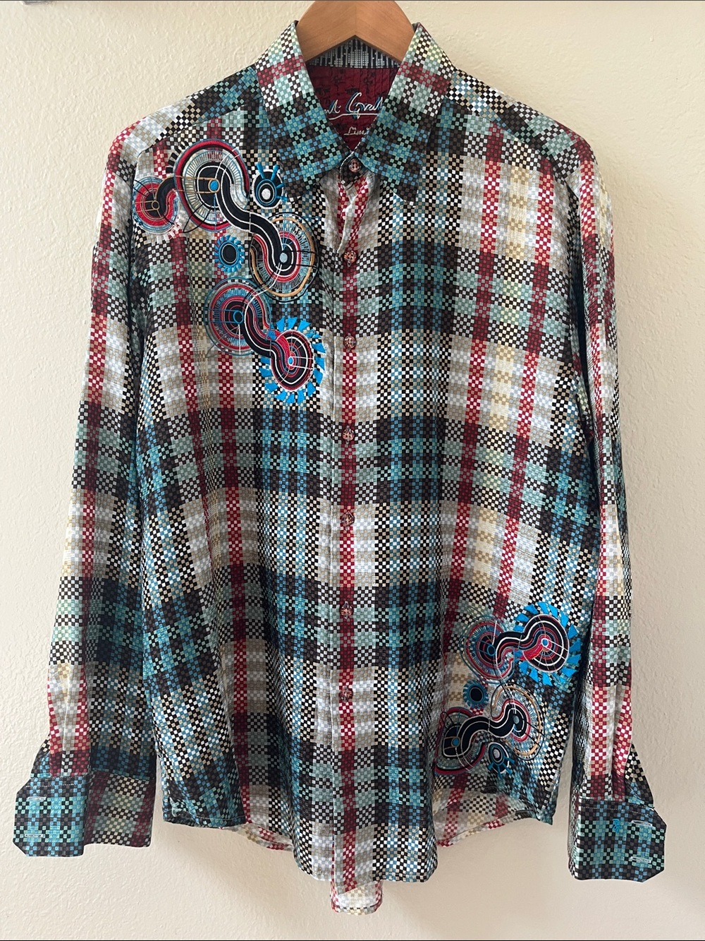 Robert Graham Chatlatan 100% Silk Button Up Shirt large